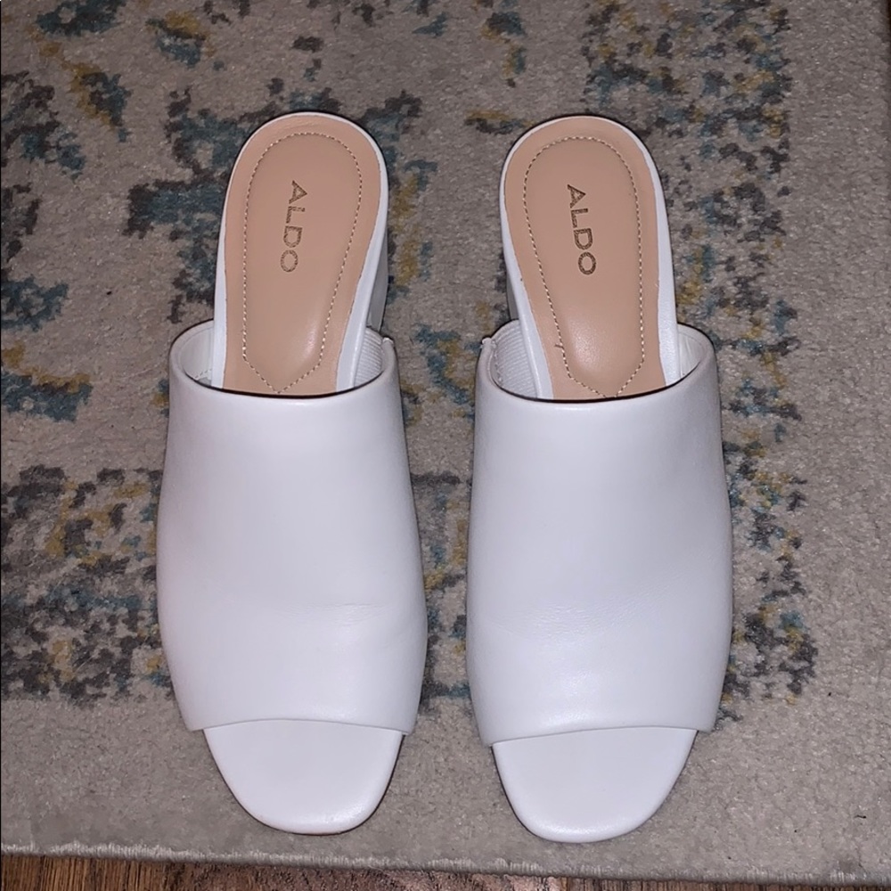 Aldo white mules